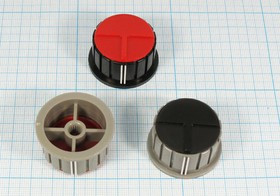 Ручка круглая диаметр 32мм, диаметр регулятора 6.0мм, пластик, серый/красный, CP-E