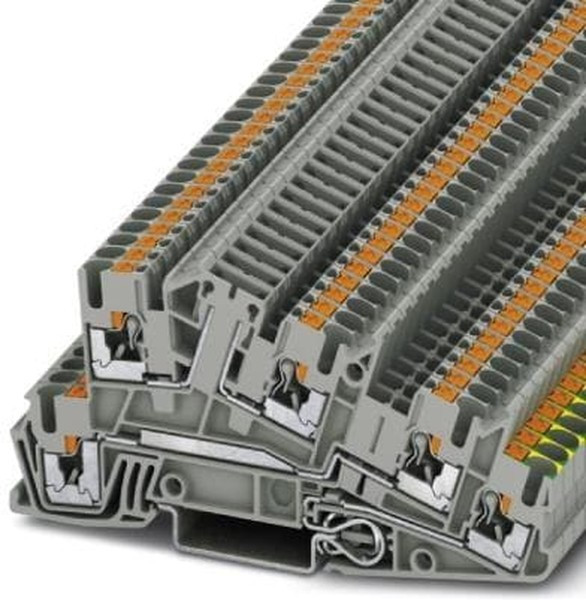 3213960, PTI 2.5-PE/L/TG Series Grey DIN Rail Terminal Block, 4mm², Triple-Level, Push In Termination 3213960, PTI 2.5-PE/L/TG Series Grey DIN Rail Terminal Block, 4mm², Triple-Level, Push In Termination
