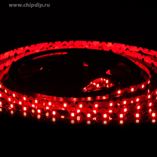 Светодиодная гибкая лента с фигурной платой MAKSILED 1м, 12В, 7Вт/м, 60д/м, IP20, 550Лм/м, красный, 9мм, ML-R60-2835-R-S-Z