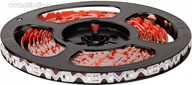 Светодиодная гибкая лента с фигурной платой MAKSILED 1м, 12В, 7Вт/м, 60д/м, IP20, 550Лм/м, красный, 9мм, ML-R60-2835-R-S-Z