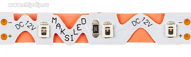 Светодиодная гибкая лента с фигурной платой MAKSILED 1м, 12В, 7Вт/м, 60д/м, IP20, 550Лм/м, красный, 9мм, ML-R60-2835-R-S-Z