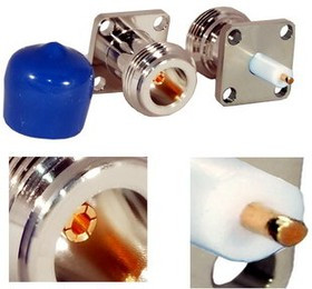 N-P245, Разъем высокочастотный, гнездо N на корпус, фланец под 4 винта, центр. жила под пайку