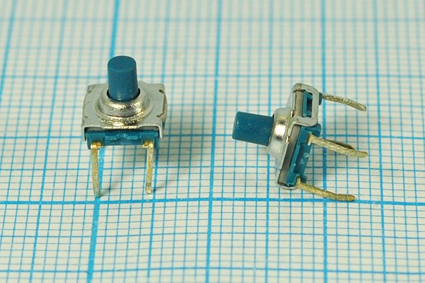 Переключатель тактовый, пылевлагозащита, 7.4x7.4x7.0 мм, NO, 4 контакта; №2849 ПКнТакт 7,4x 7,4x 7,0\h \\NO\син\4P\\пылевлагозащ