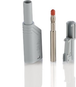 934099106, Grey Male Banana Plug, 4 mm Connector, Screw Termination, 24A, 1000V ac/dc, Nickel Plating