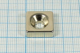 Магнит 15,0x15,0x 5/отв d5, параллелепипед, Ni