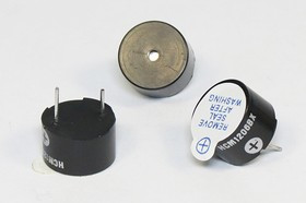 Зуммер магнитоэлектрический с генератором, размер 12x 8, напряжение 12В, частота 3.1кГц, контакты 2P