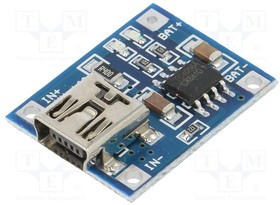 OKY3402, Модуль: зарядное усторойство Li-Po/Li-Ion, 5ВDC, USB B mini