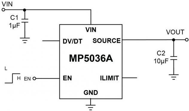 MP5036AGJ-P, Power Load Distribution Switch, Active High, 1 Output, 5 V Input, 3.5 A, 0.043 ohm, TSOT-23-6 MP5036AGJ-P, Power Load Distribution Switch, Active High, 1 Output, 5 V Input, 3.5 A, 0.043 ohm, TSOT-23-6