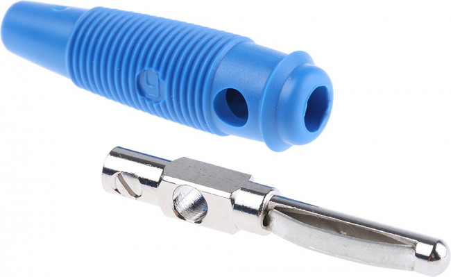 930058102, Blue Male Banana Plug, 4 mm Connector, Screw Termination, 16A, 60V dc, Nickel Plating 930058102, Blue Male Banana Plug, 4 mm Connector, Screw Termination, 16A, 60V dc, Nickel Plating