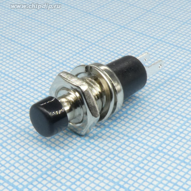 PB-05-7B1-G, кнопка без фиксации 250В 1А черная OFF-(ON) (SPA-106B1 PSW5)