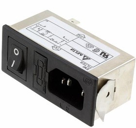 06AE2, AC Power Entry Modules Power Entry Module EMI Filter, 115/250VAC, 6A, Snap-In, N/A-Lug, SIP Switch