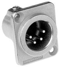 AC4MDZ-AU, XLR Connectors 4 Pole XLR Male Chassis Mount D Type Gold Plated Stamped Contacts Nickel Finish AC4MDZ-AU, XLR Connectors 4 Pole XLR Male Chassis Mount D Type Gold Plated Stamped Contacts Nickel Finish