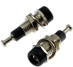 Z008 2mm panel jack BLACK, Гнездо Z008 2 мм panel jack чёрный, на панель под пайку