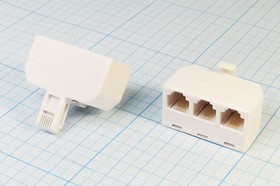 Штекер телефонный 6P4C-Гнездо телефонное 6P4Cx3, [RJ-11]