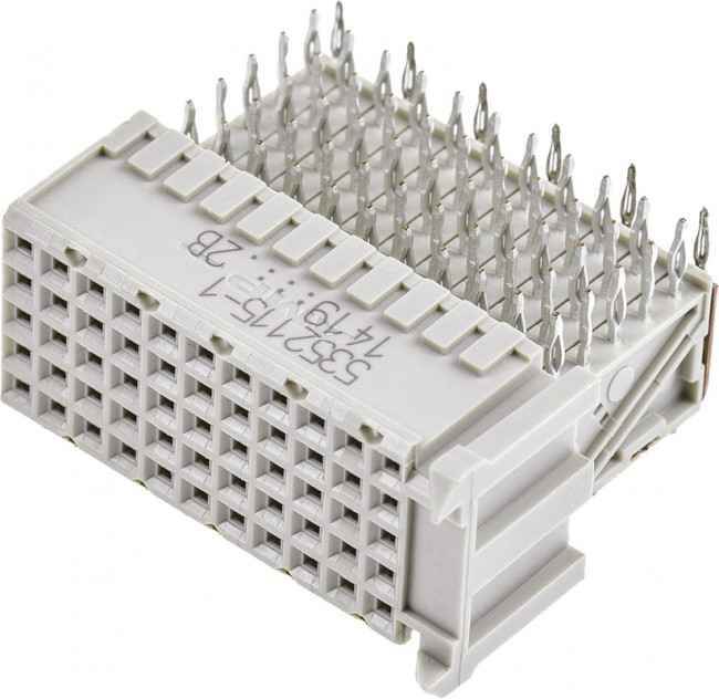 5352115-1, Conn Hard Metric RCP 55 POS 2mm Press Fit RA Thru-Hole Tube