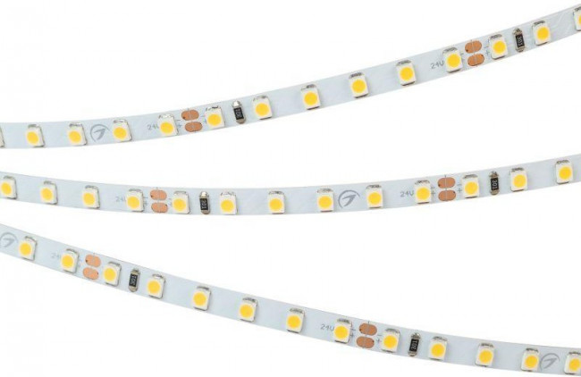 Лента светодиодная RT-A120-5mm 24V Warm 3000К 9.6Вт/м IP20 2835 узкая (уп.5м) Arlight 024105(2)