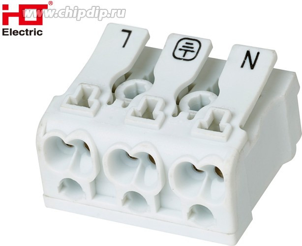 081-32-024, Клемма пружинная соединительная КСПн3-L+N+PE, 16A, с монтажной ножкой HLT 081-32-024, Клемма пружинная соединительная КСПн3-L+N+PE, 16A, с монтажной ножкой HLT