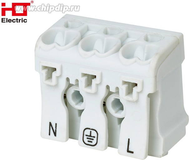 081-32-024, Клемма пружинная соединительная КСПн3-L+N+PE, 16A, с монтажной ножкой HLT 081-32-024, Клемма пружинная соединительная КСПн3-L+N+PE, 16A, с монтажной ножкой HLT