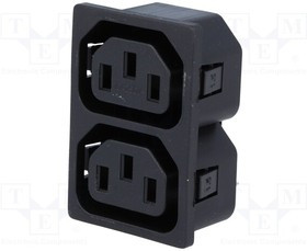 IEC-D-S2-150, Разъем IEC 60320 питания AC C13 (F),двойной гнездо "мама"