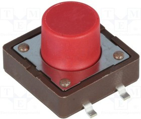 DTSM-25R-V-B, Микропереключатель, 1, SPST-NO, 0,05A/12ВDC, SMT, 2,6Н, 12x12мм