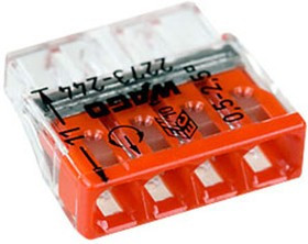 Клемма 4-х проводная 4х(0.5-2.5мм) для распред. короб. (с контактн. пастой "Alu-Plus") WAGO 2273-244 Клемма 4-х проводная 4х(0.5-2.5мм) для распред. короб. (с контактн. пастой "Alu-Plus") WAGO 2273-244