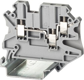 TUR-2.5-TWIN, Клемма проходная , винтовой зажим, 3 точки подключения, 2.5 кв.мм, серая