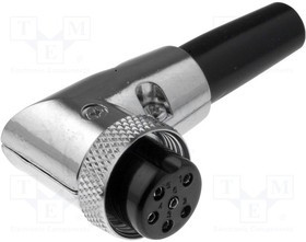 FC684226R, Вилка, микрофонный, "мама", PIN: 6, на провод, угловой 90°, 6мм