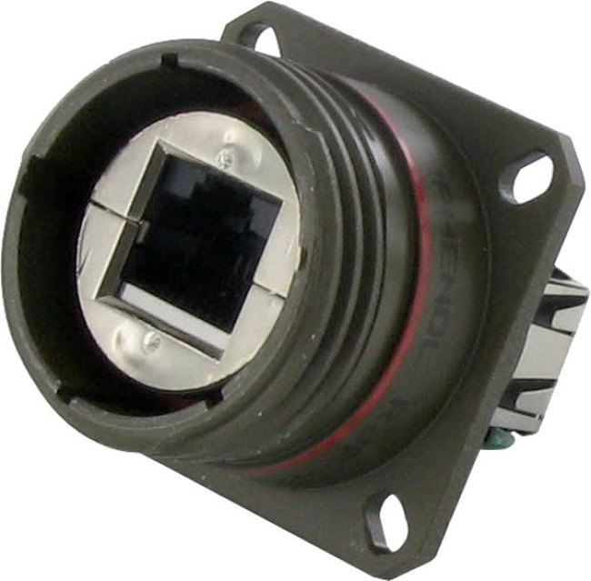 RJFTV2PE1N, Female Ethernet Connector, Flange Mount, Cat5e