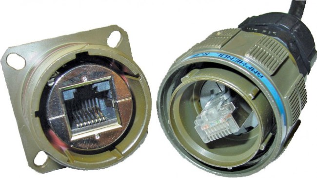 RJFTV2PE1N, Female Ethernet Connector, Flange Mount, Cat5e