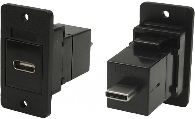 CP30611X, Соединитель, гнездо USB C-спереди, вилка USB C-сзади, SLIM, 29мм