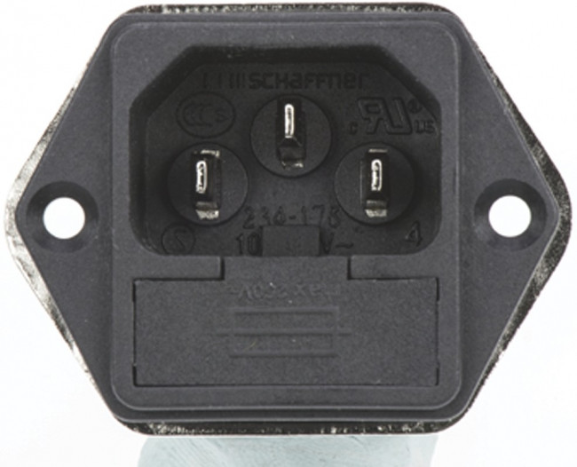 FN261-4-06, Разъем: питания AC; гнездо; "папа"; 4А; 250ВAC; на панель,винтами