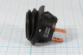 Клавишный герметичный выключатель 12В/25А, с фиксацией; №10667B Пкл\12\25\ON-OFF\d24\чер\ чер\IP65\2T\R13-203A8\