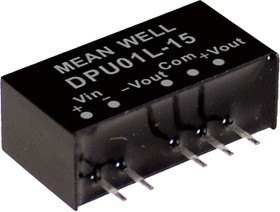 DPU01N-05, DC/DC преобразователь, 1Вт, вход 21.6-26.4В, выход 5,-5В/100мA DPU01N-05, DC/DC преобразователь, 1Вт, вход 21.6-26.4В, выход 5,-5В/100мA