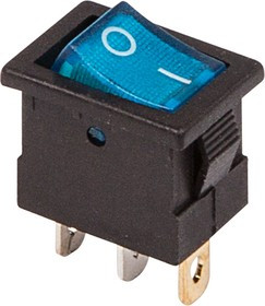 36-2171, Выключатель клавишный 12V 15А (3с) ON-OFF синий с подсветкой Mini (RWB-206-1, SC-768)