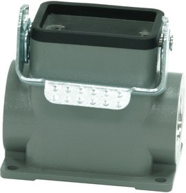 MP009361, Разъем для тяжелых условий, Основа, сквозной монтаж с гайкой, ввод сбоку, Корпус из Алюминия