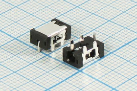 Разъем питания DC розетка, d0.6 D2.5, 5C, на плату, угловой, DC-057