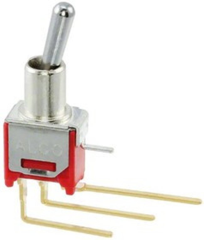 TMS1T5B2M7RE, Toggle Switches Vert R/A PC TH Gold SP On-None-On TS