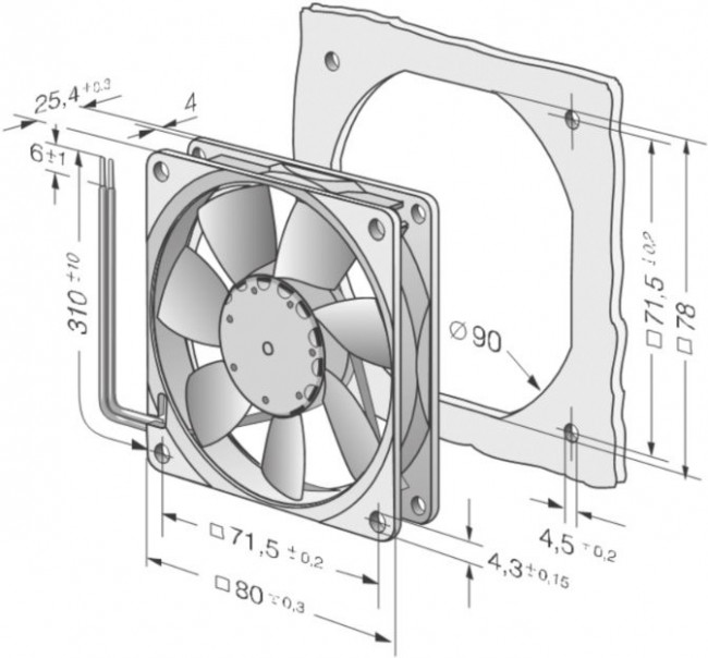 8414N/2GL, 8400 N Series Axial Fan, 24 V dc, DC Operation, 33m³/h, 700mW, 80 x 80 x 25mm