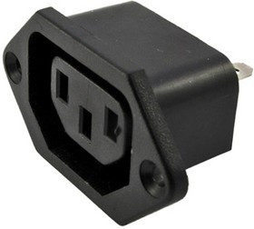 Разъем питания AC розетка С13,250 B, 10 A, на блок, фланец 2 отверстия,AC-022