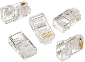 Вилка RJ-45 8P8C LC-8P8C-001 3-зубца кат.5e, 6 мкрн для одножильного кабеля 100 шт. LC-8P8C-001 (3-fork)
