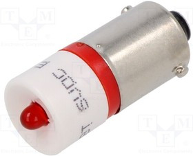 18600150, Индикат.лампа: LED; BA9S,T10; красный; пластик; 6ВDC; -20-60°C