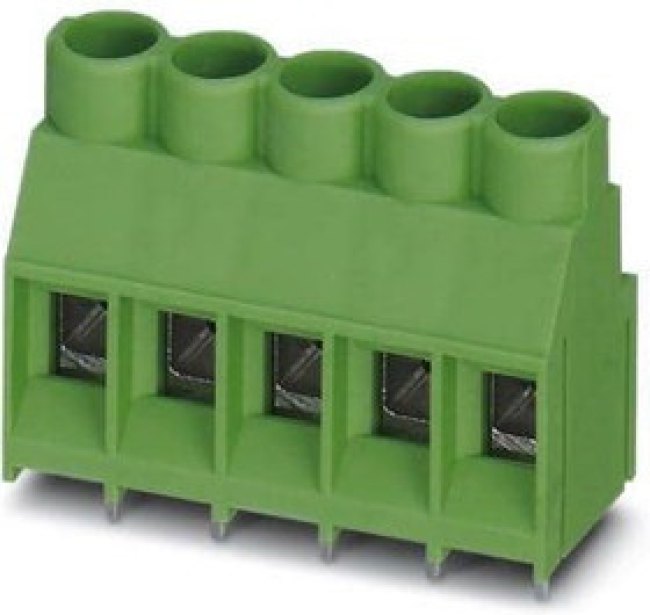PCB terminal, 4 pole, pitch 6.35 mm, AWG 24-10, 32 A, screw connection, green, 1706756
