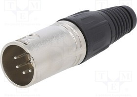 FC6160, Аудио разъем XLR, 5 контакт(-ов), Штекер, Монтаж на Кабель, Контакты с Покрытием из Серебра