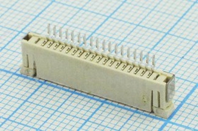 Разъем FPC-18 розетка, шаг P1.0, контакты 18HP, монтаж на шлейф, SMD, FPC-18