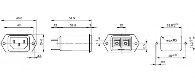 5120.1007.0, Разъем: питания AC, гнездо, "папа", 15А, 250ВAC, IEC 60320, 0,1мГн