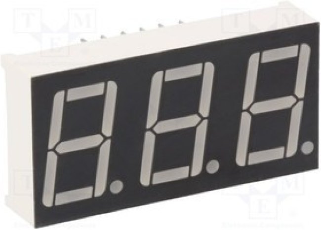KW3-561AVB, Дисплей: LED, 7-сегментный, 14,2мм, 0,56", II.зн: 3, красный, анод
