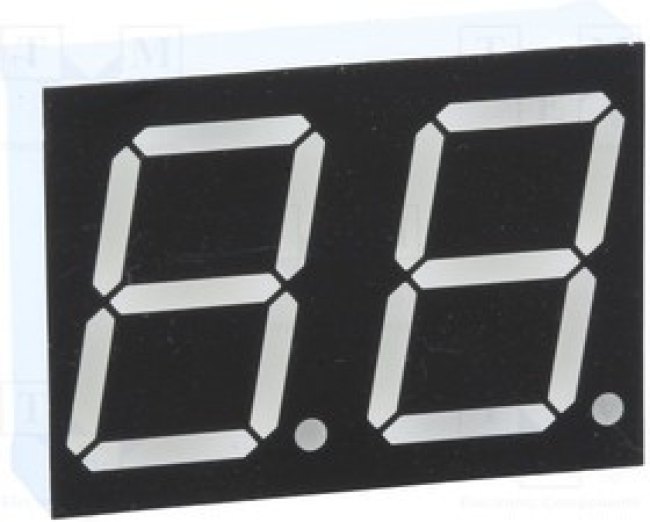 LDD080BUE-101A, Дисплей: LED, 7-сегментный, 20,32мм, 0,8", II.зн: 2, красный, анод