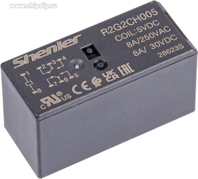 R2G2CH005, Реле миниатюрное 2пер. 5VDC, 8A/250VAC