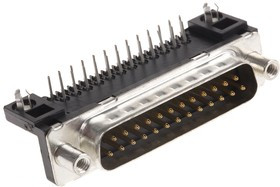 D25P13A4GV00LF, Delta D 25 Way Right Angle Through Hole D-sub Connector Plug, 2.76mm Pitch
