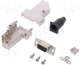 DTSL09SJSRGSDBSK, Разъем D-Sub; PIN: 9; вилка; "мама"; угловой 45°; пайка; на провод